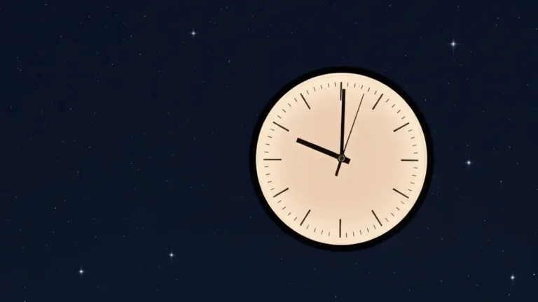 Zegarek wskazujacy godzine 00:00 na tle nocnego nieba z gwiazdami - symbolika polnocy w numerologii anielskiej