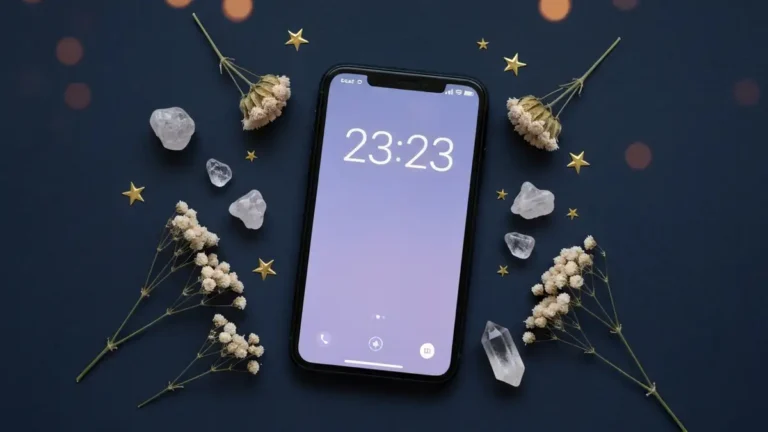 Godzina 23:23 na ekranie telefonu w nocy - znaczenie godziny lustrzanej