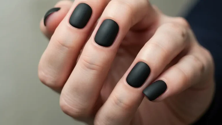 Zbliżenie męskich dłoni z czarnym manicure, elegancka stylizacja