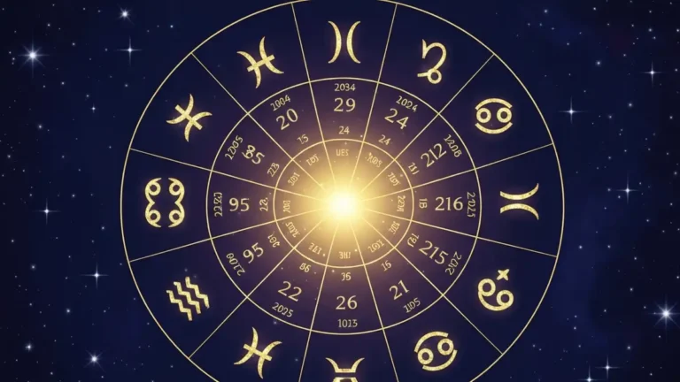 Koło zodiaku z datami wszystkich dwunastu znaków na nocnym niebie