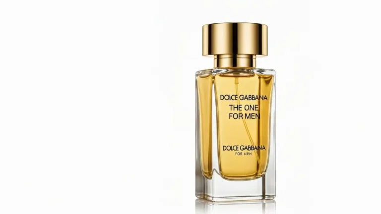 Butelka perfum Dolce Gabbana The One For Men - złota tonacja i elegancki design na tle białym