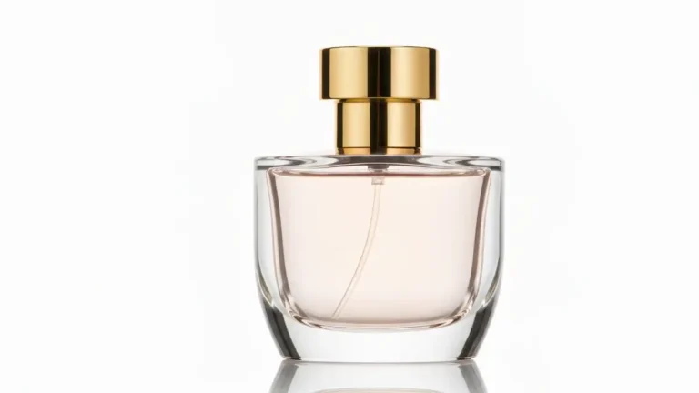Flakoniк Gucci Bloom - przezroczysta butelka z złotym zamknięciem, elegancki design, na białym tle