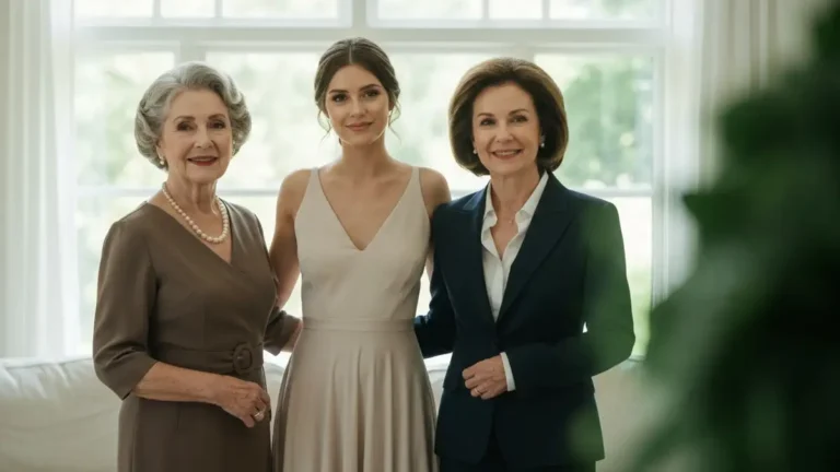 Kinga i Helena Janda z matką Krystyną Jandą na czarno-białym zdjęciu portretu