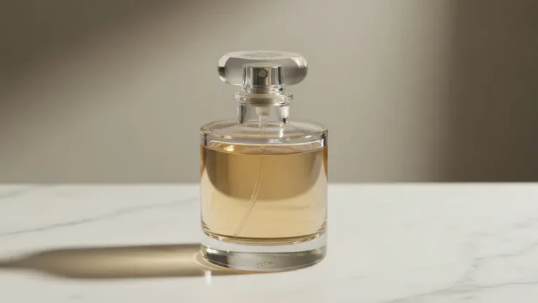 Flakon perfum L'Artisan Parfumeur na białym tle z falisty background