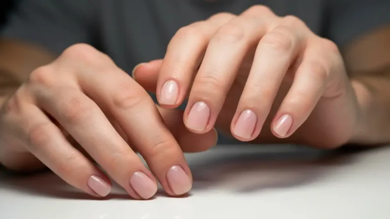 Zbliżenie na zadbane paznokcie mężczyzny po profesjonalnym manicure - gładkie, wzmocnione, naturalne wykończenie