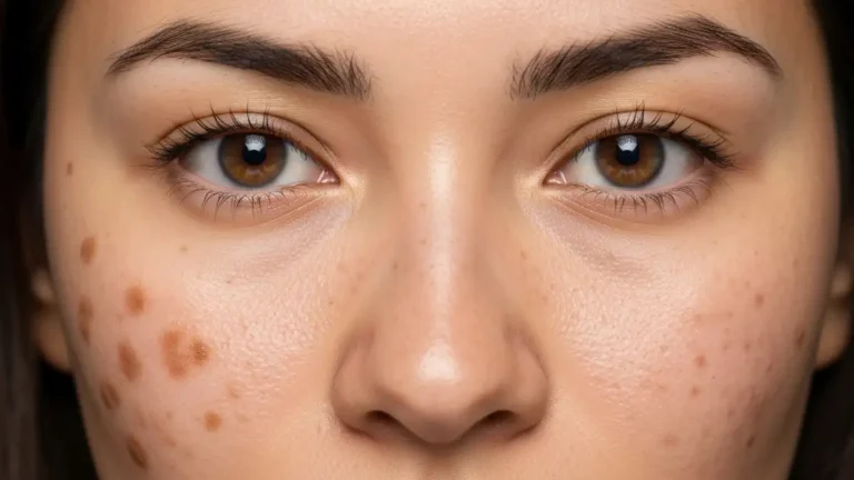 Kobieta z melasma na policzkach - brązowe przebarwienia skóry
