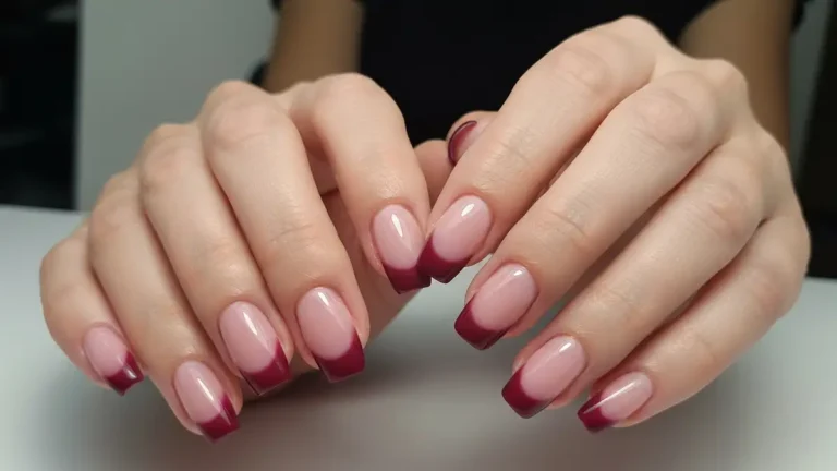 Kobieta z ombre na paznokciach - efekt cieniowania z przejściem kolorów od jasnego do ciemnego, manicure hybrydowa
