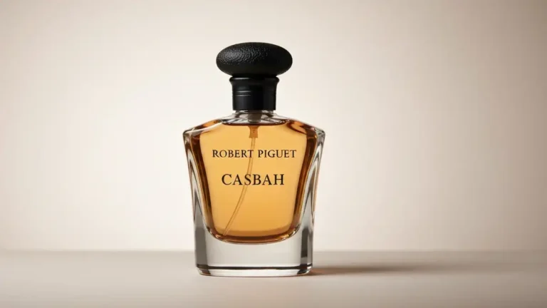 Butelka Robert Piguet Casbah z czarnym elementem na jasnym tle, eleganckie perfumy niche
