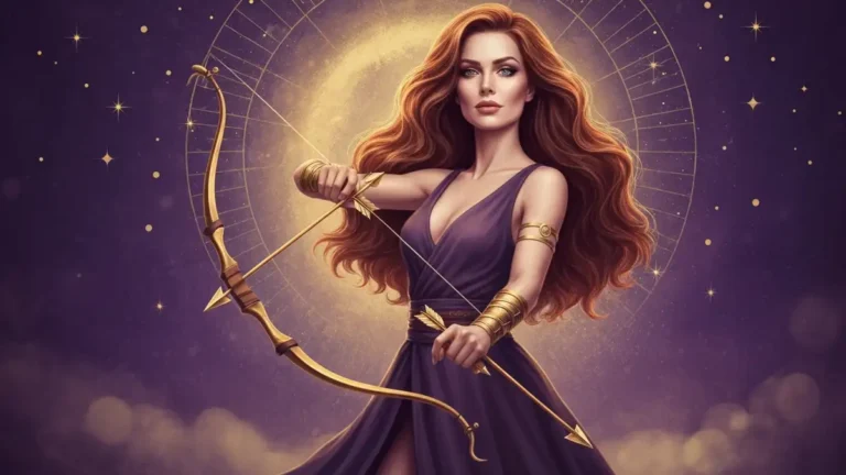 Symbol zodiaku Strzelec - Łucznik z łukiem na tle nocnego nieba i gwiazd