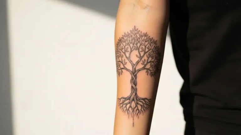 Tatuaz drzewa zycia na przedramieniu kobiety - symbolika i wzory inspiracje